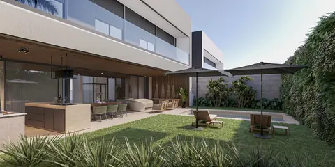 Varanda gourmet aberta para o jardim